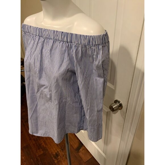 Zara Woman Blue & White Striped Off-The-Shoulder Top, Size XS - Picture 2 of 5
